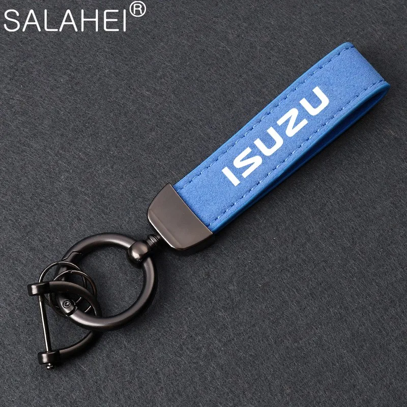 Metal Leather Car Anti-lost Keychain Key Rings Chain Hanging For Isuzu D-MAX D MAX Dmax I ASCENDER 4X4 Auto Keyring Accessories