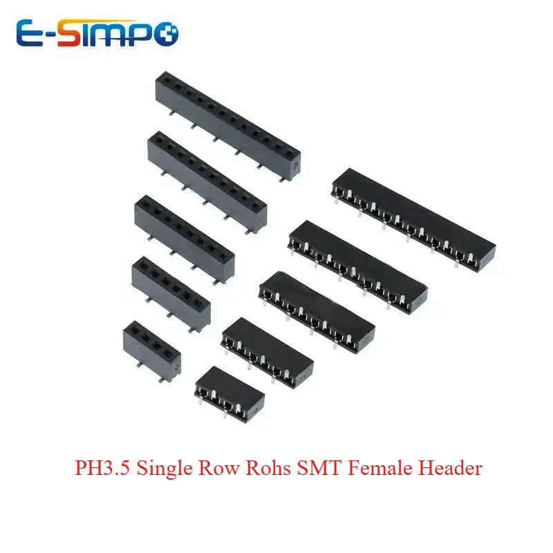 30PCS 2.54mm SMD Stackable 1x2P-10P/12P/15P/20P/24P/40P PH3.5 Short Low Profile Single Row Rohs SMT Female Pin Header Connector