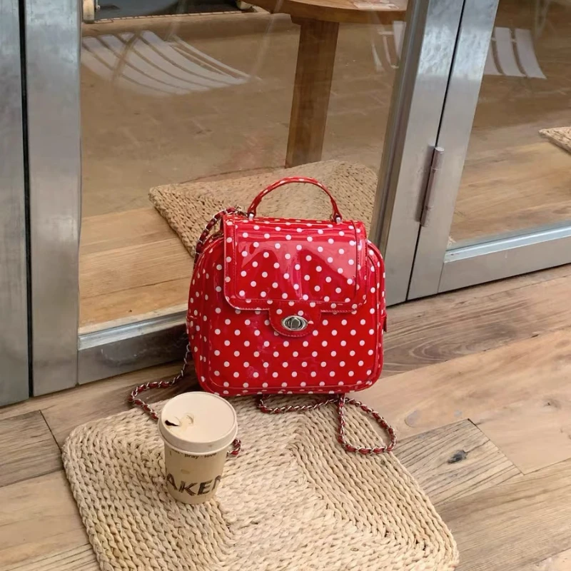 

Polka Dot Backpack | Small Batch Design Women's 2025 New Autumn Winter Small Luxe Chain Travel Bucket Student Book Bag