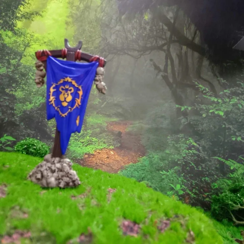 10.5 cm Hoge Gme Vlag WOW Orc Alliantie Auto Decoratie Hars Beeldje Model Scène Props Diorama