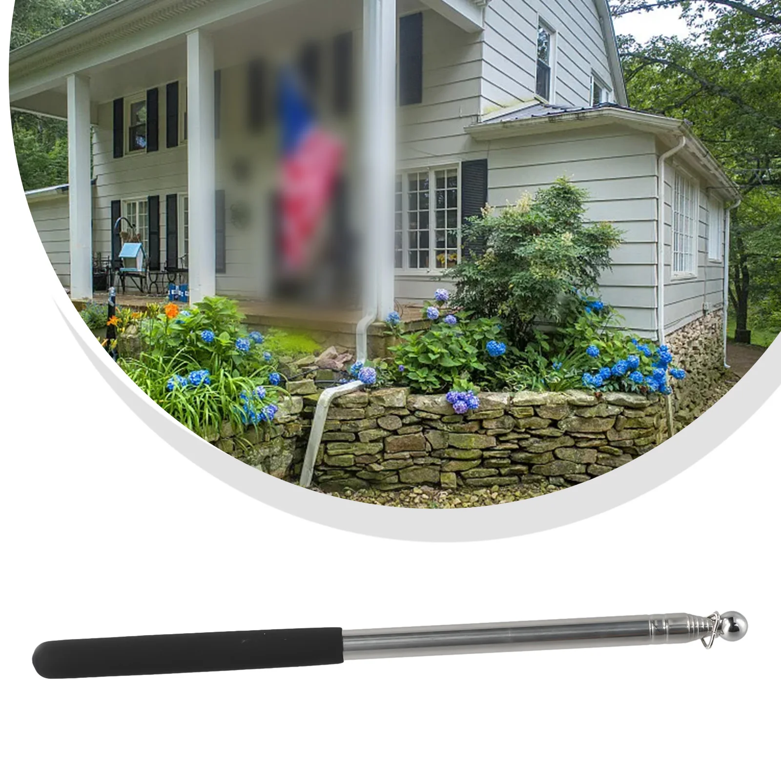 Teaching Tools Flag Pole Flag Pole Telescopic Black Practical Retractable Stainless Steel Retractable Function