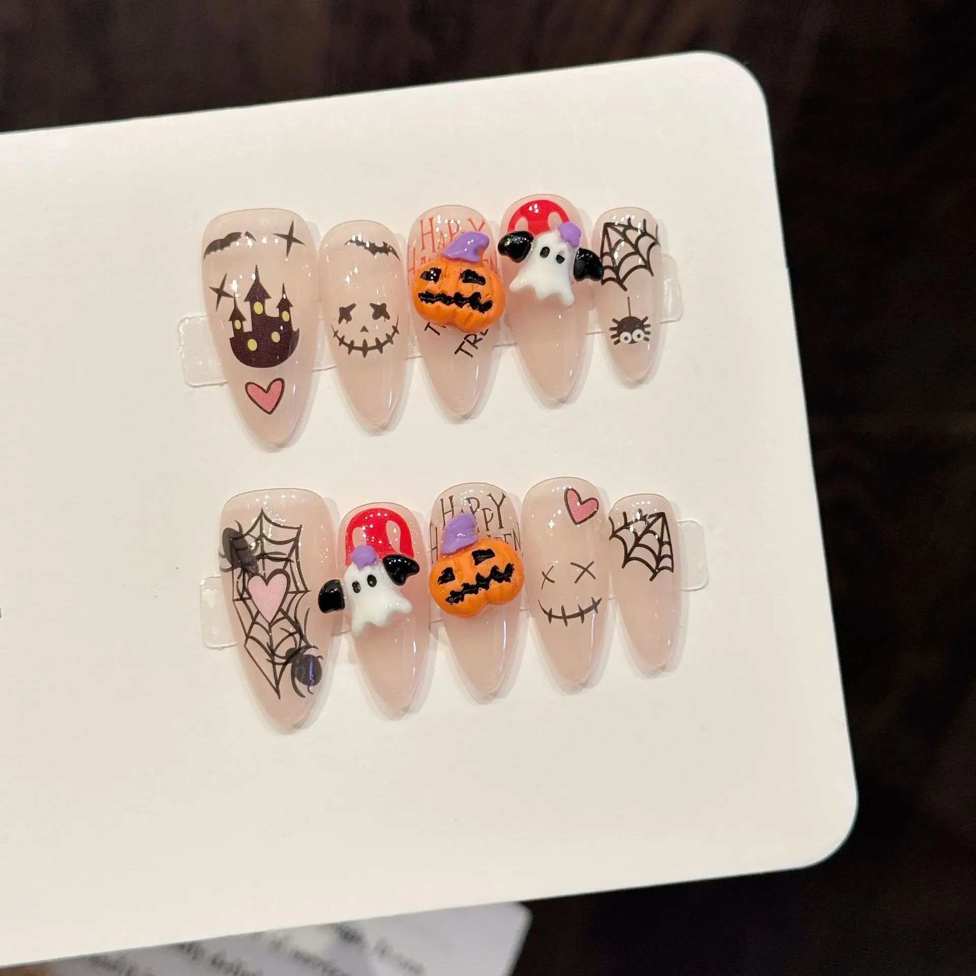 10PCS Almond Handmade Press On Nails,Cute And Funny,Suitable For Festivals Parties And Daily Wear.
