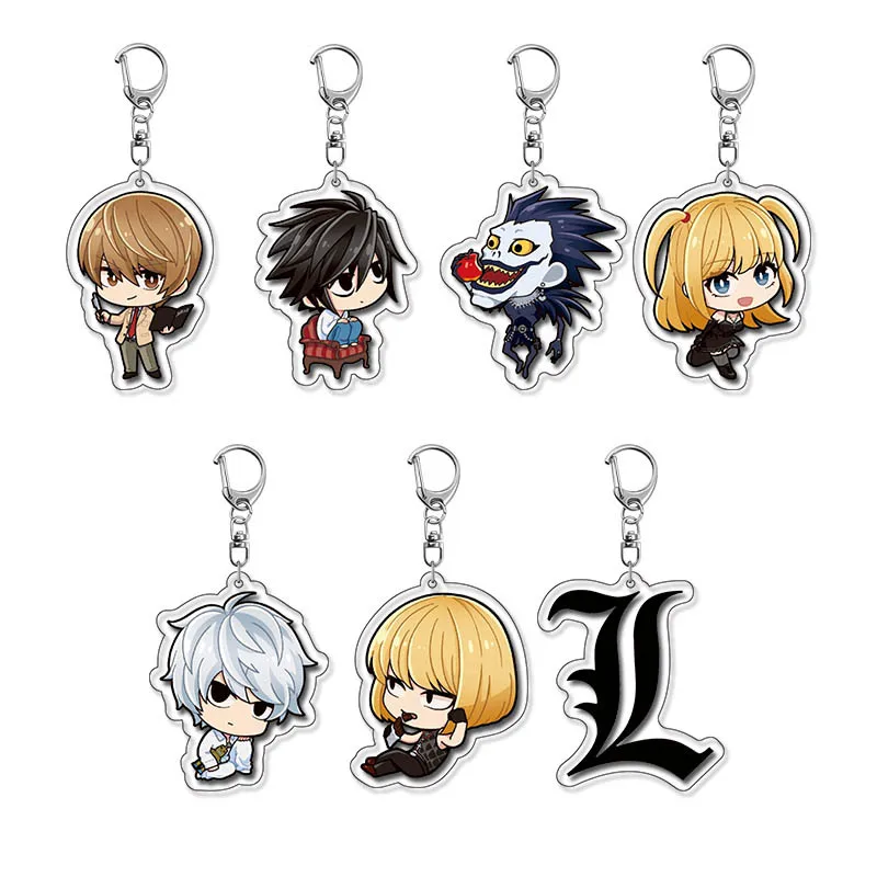 Death Note Anime KeyChain ‌Light Yagami Ryuk Misa Amane Men Key Chain for Women Cartoon Figure Acrylic Keyring Pendant Gifts