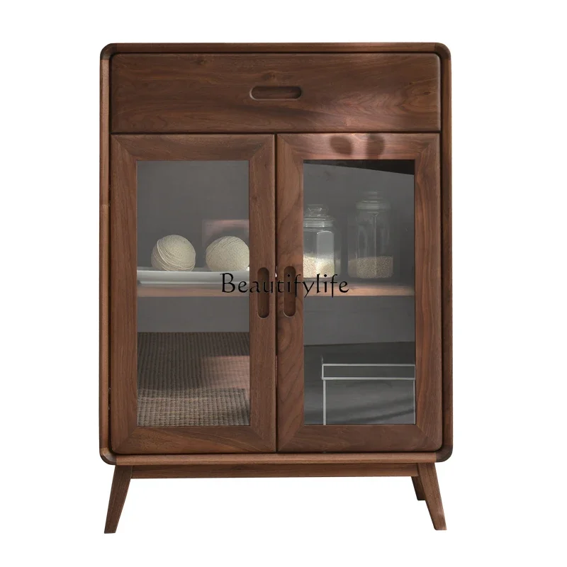 

P13North American black walnut dining side TV side cabinet kitchen living room locker