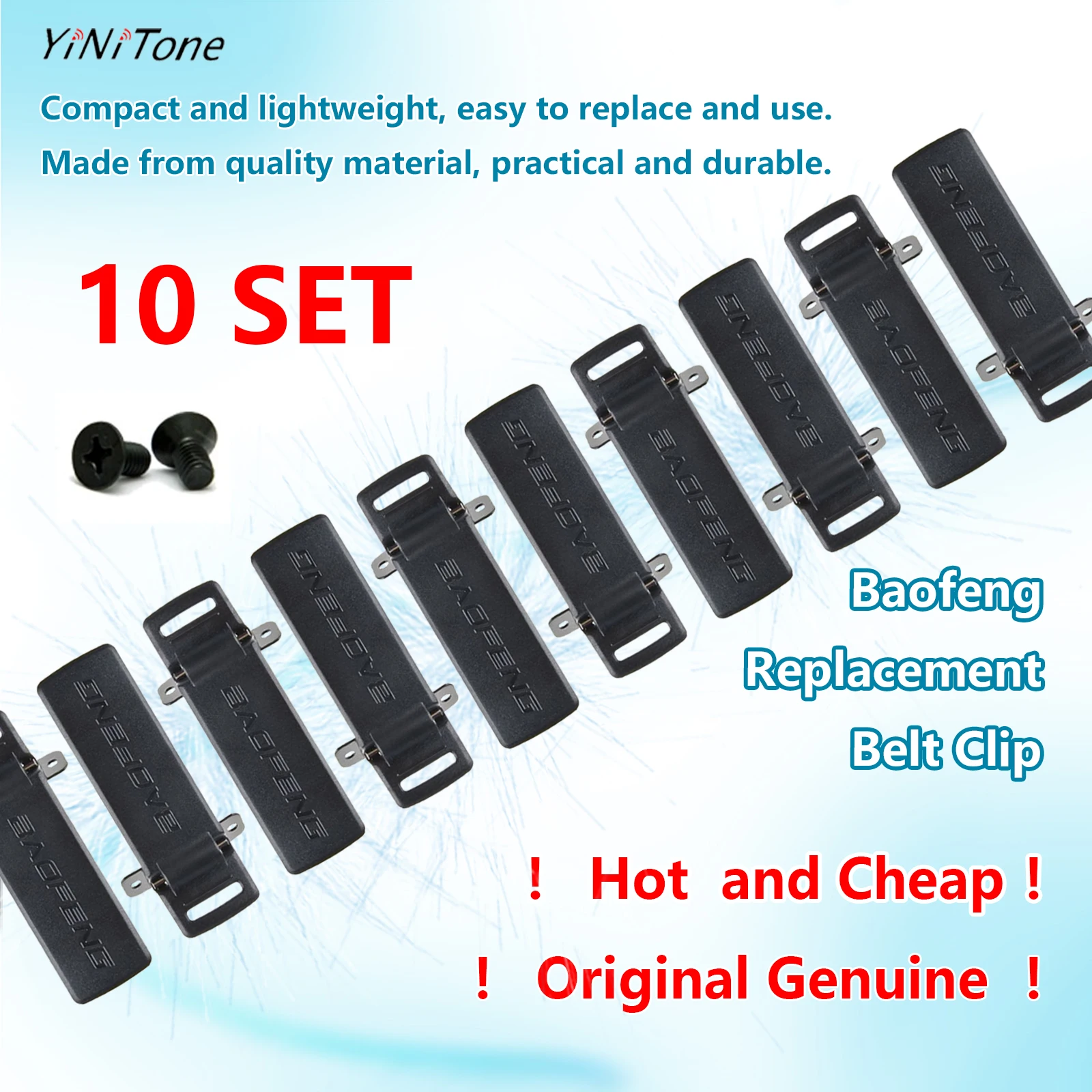 

10pcs Baofeng UV5R Original Belt Clip with Screws for UV5RA UV5RB UV5RC TYT THF8 Ham Two Way Radio Replacement battery back Clip