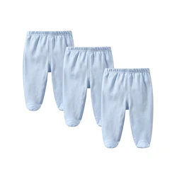 Baby Pants 3-Piece Set 0 To 3 Months Newborn Boys Girls 100% Cotton Foot Binding Trousers Solid Color Leggings Baby Outfits