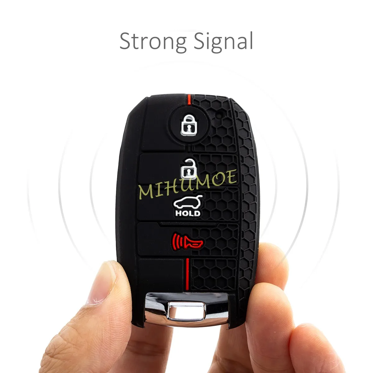 لكيا أوبتيما سبورتاج سورينتو سول نيرو 2017 2018 2019 البعيد فوب شل غطاء سلسلة سيليكون حافظة مفاتيح السيارة 4 أزرار أسود #3