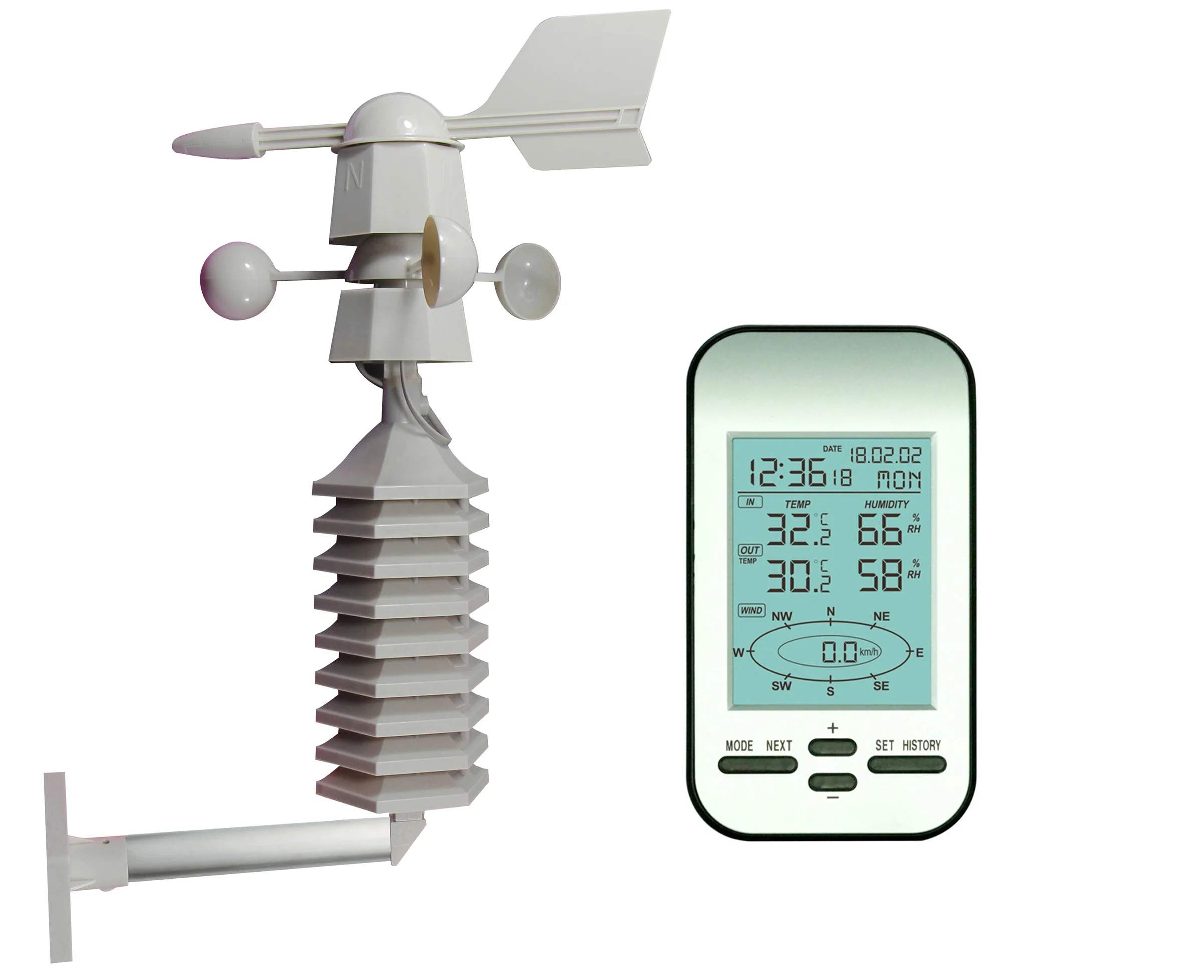 WS0232 Professional weather station large screen display indoor and outdoor temperature and humidity measuring instrument