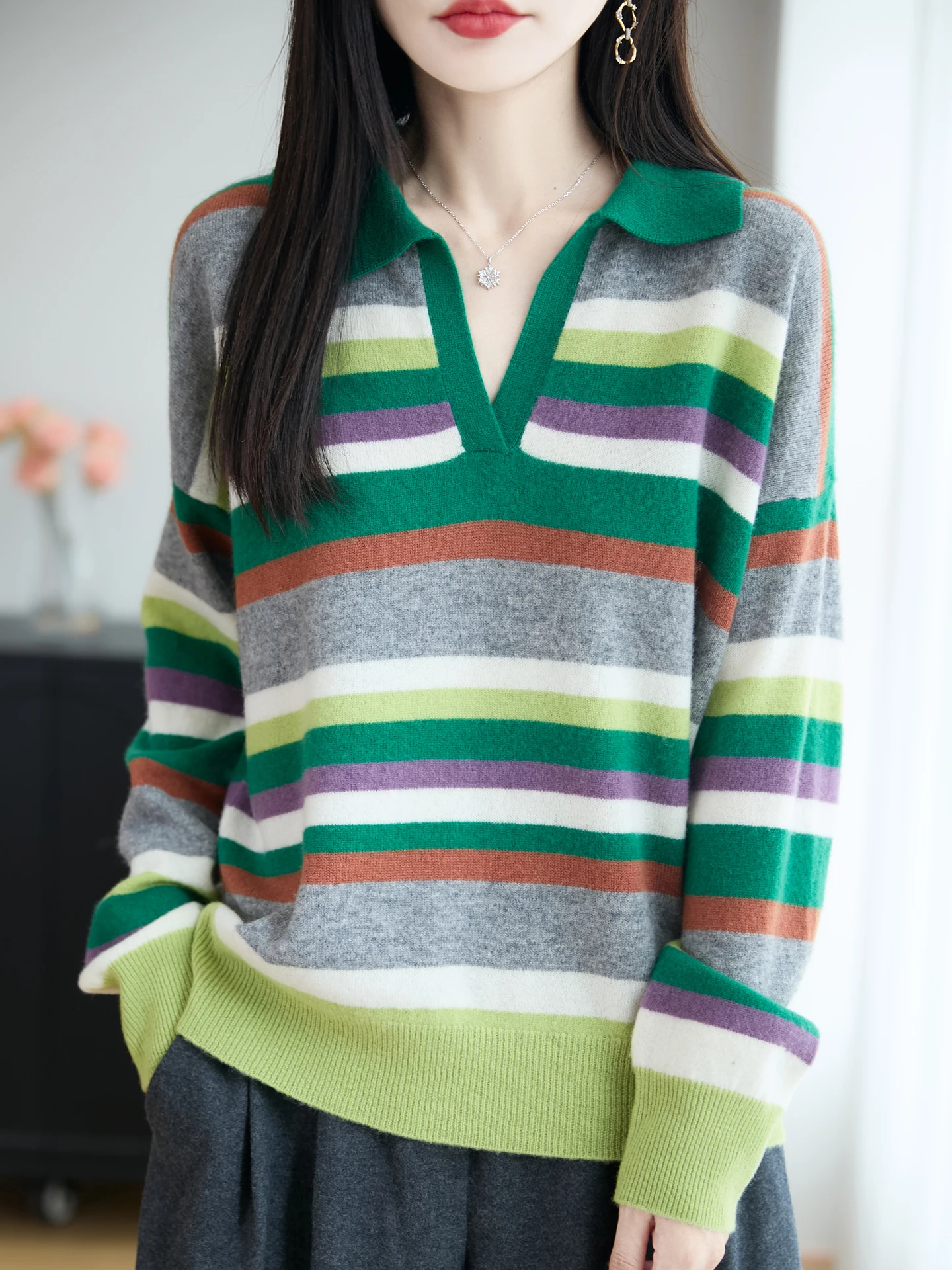 

2025 New Fashion Autumn Winter Woman Sweater Elegant Ladies 100% Merino Wool Knitted Pullover Cashmere Long Sleeve Clothing Tops