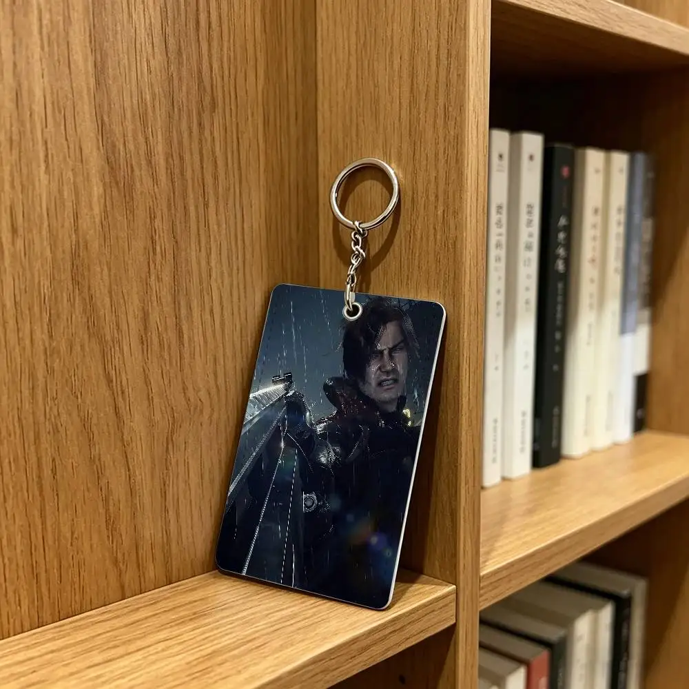 L-Leon S. Kennedy R-RE9 Card Case Leather Card Holder Keychain Key Ring Door Access Tags ID Card Case Keychain