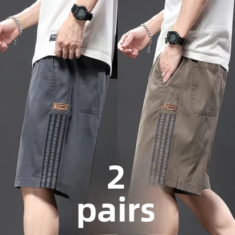 

Американская рабочая одежда в стиле ретро, мужские летние тонкие прямые свободные спортивные брюки большого размера длиной пять четвертей, повседневные брюки