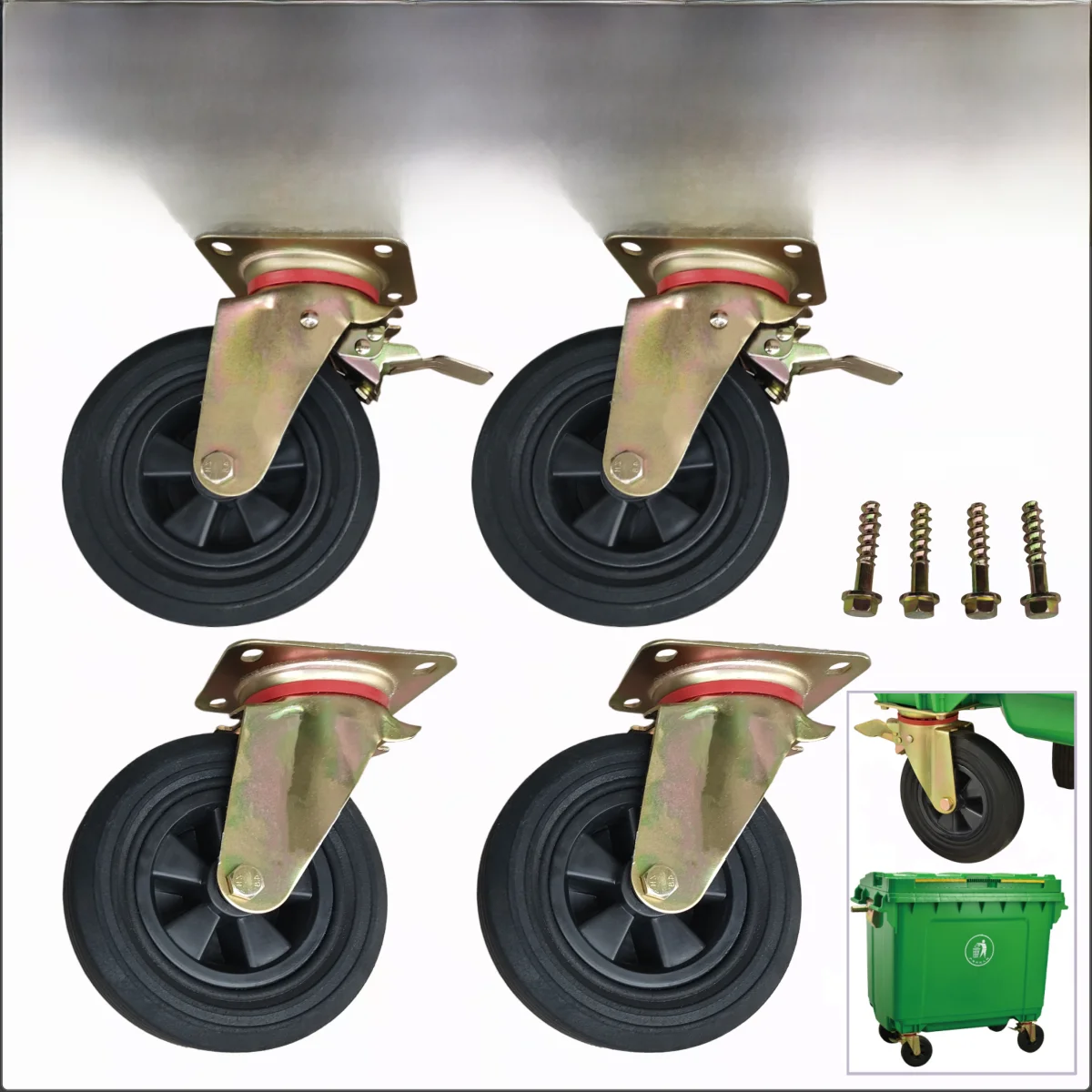 

Большой мусорный контейнер 00 л с универсальными колесами на тормозах, крепежными винтами и аксессуарами, прочный пластиковый уличный бак для отходов