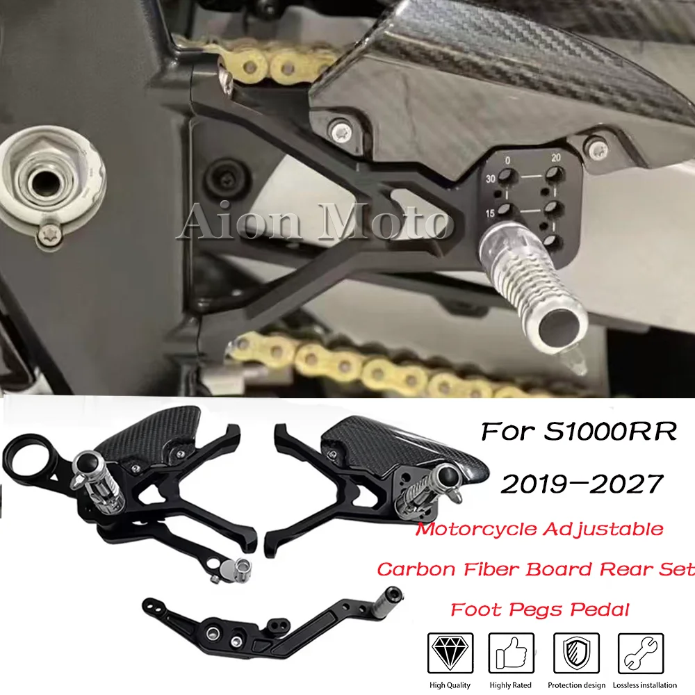 For S1000RR 2019-2027 2024 2026 M1000RR 2020-2027 2025 2026 Motorcycle Adjustable Carbon Fiber Board Rear Set Foot Pegs Pedal