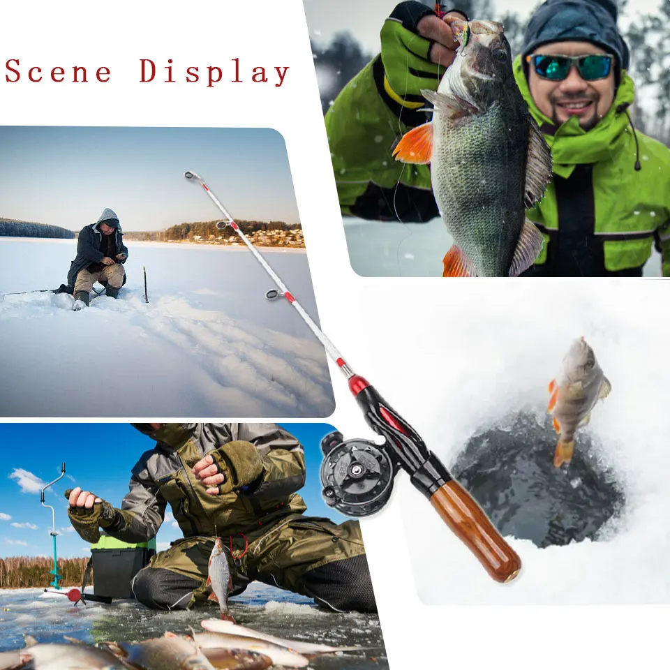 صنارة صيد الجليد المحمولة خفيفة الوزن من ألياف الكربون - عمود صيد خارجي مستجيج لسطح الجليد في الشتاء #3