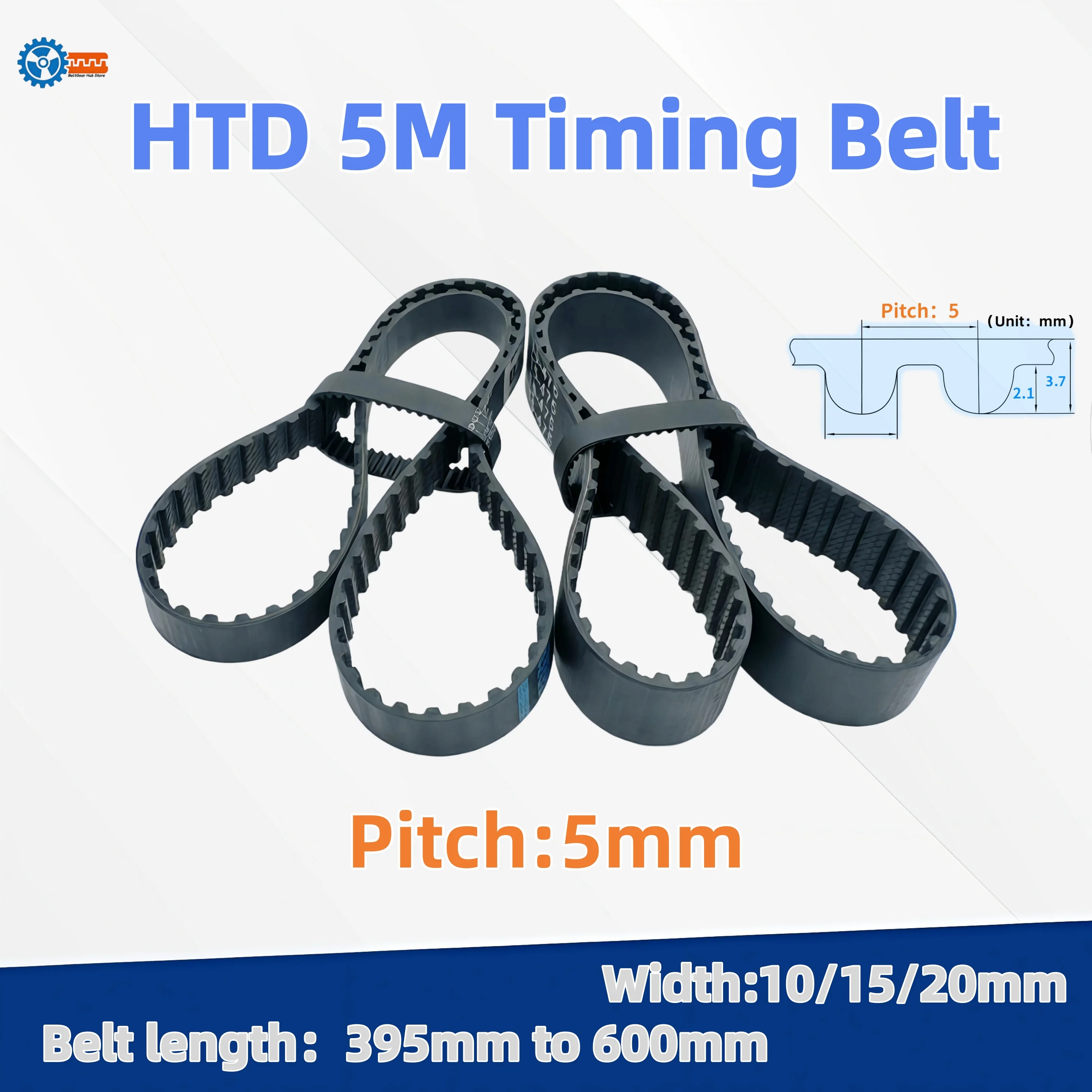 HTD5M Timing Belt 395-5M 425 465 500 510 520 525 530 540 590-5M To 600-5M Width 10 15 20MM HTD 5M Synchronous Belt CNC/3D Parts