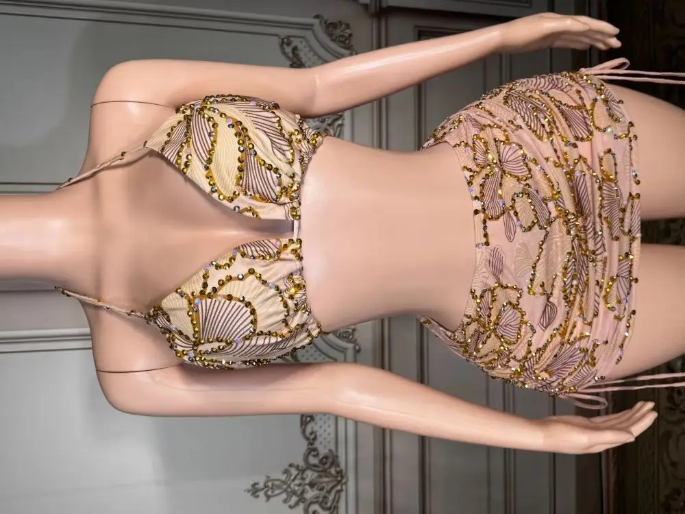 Fashion Body Chain Pearl Integrated Animal Print Waist Chain Beach Wear Hip Hop Style Single Lap Imitation Pearl