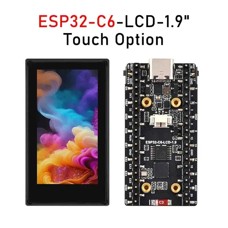 Carte de développement ESP32-C6 avec écran LCD de 1,9 pouces, 170 × 320, prend en charge le Wi-Fi et le processeur RISC-V ESP32 Type-C 160 MHz