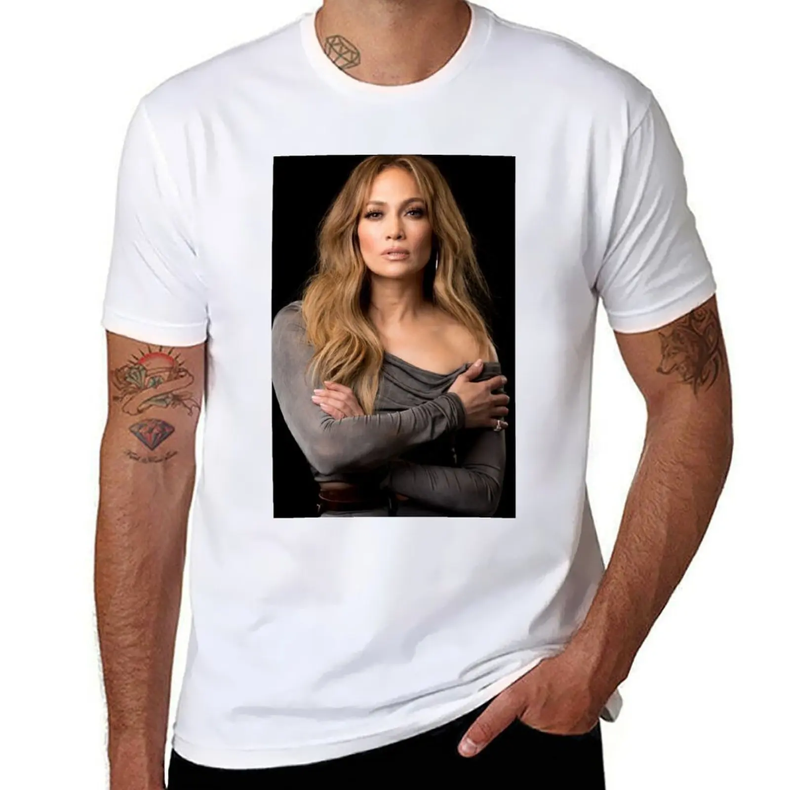 

Jennifer Lopez T-Shirt Summer Print Short Sleeve Tee