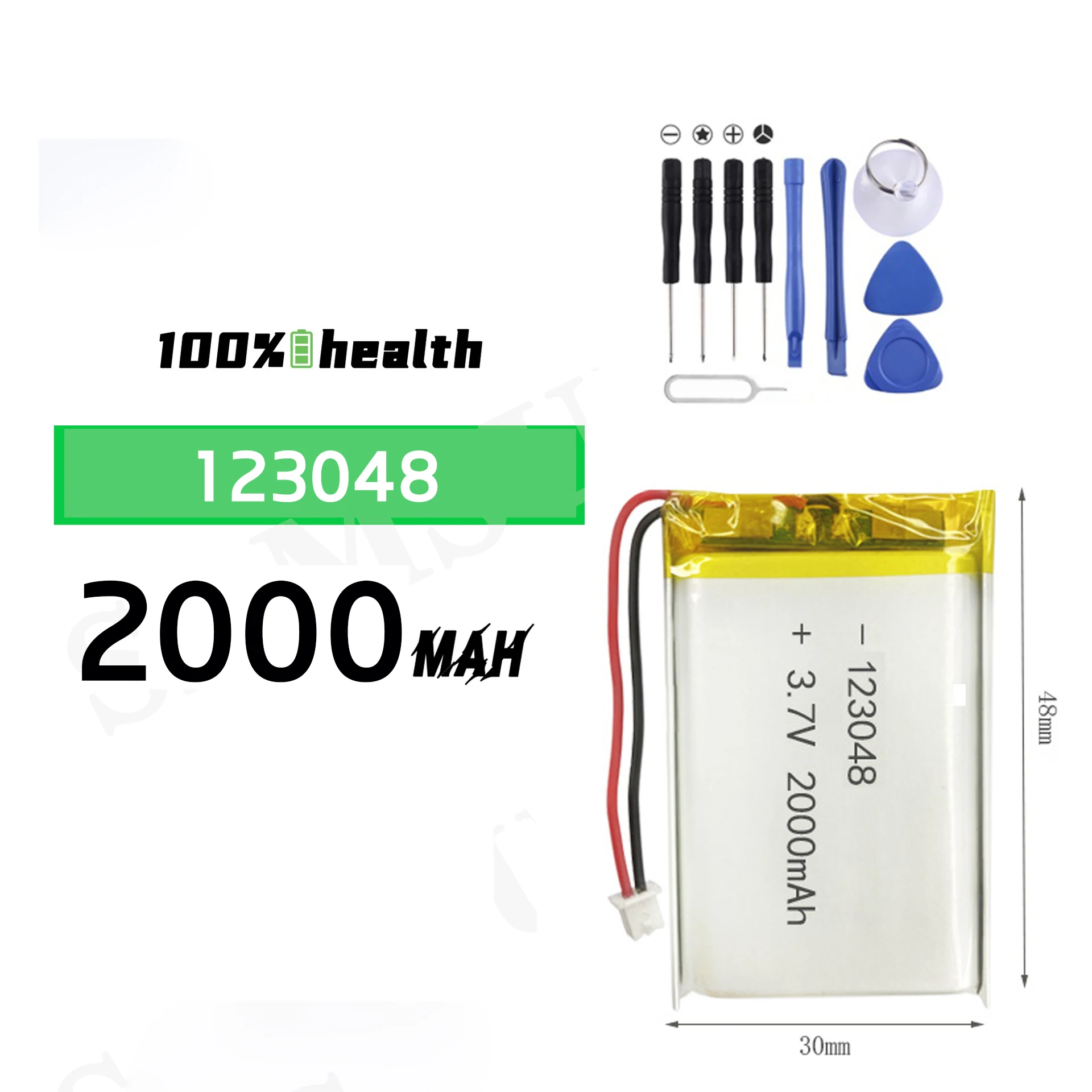 123048 3.7V 2000mAh Lithium Polymer LiPo Rechargeable Battery For Mp3 PAD DVD E-book bluetooth speaker LED light