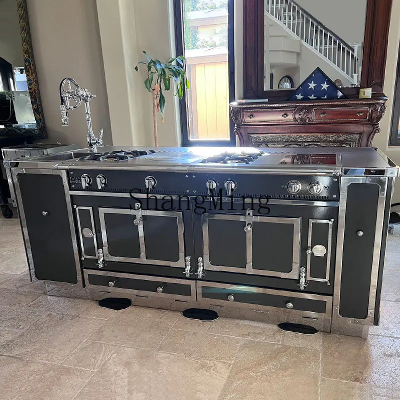 CL modern simple light luxury high-grade stainless steel cabinets, high-end all-steel home improvement stainless steel island