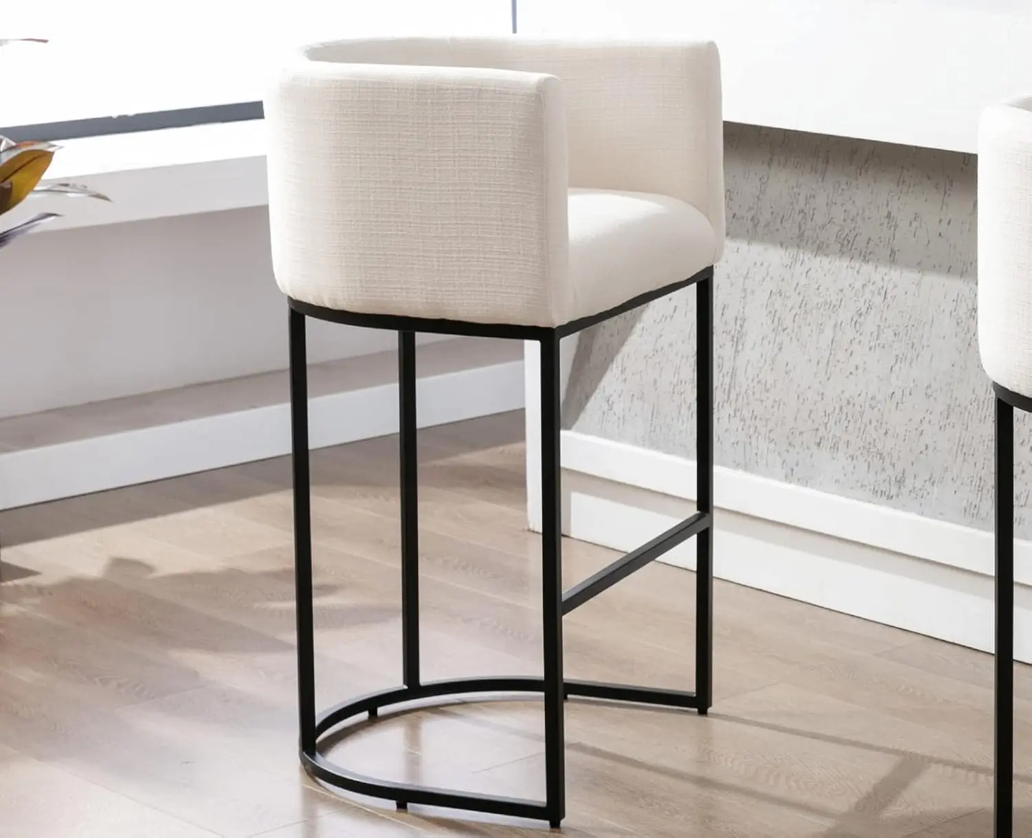 

Барный стул высотой 32 дюйма с высокой спинкой и подлокотниками, сиденье с обивкой из льна высотой 4,5 дюйма, современный, для кухонного острова, на заказ