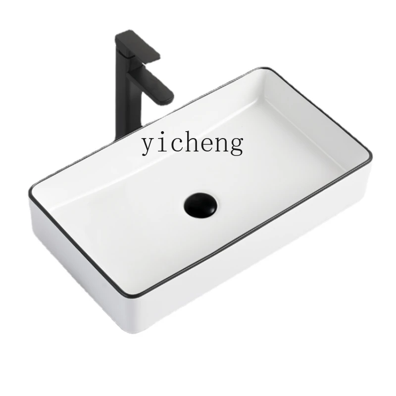 

XL Table Basin Wash Basin Ceramic Washbasin Single Basin Basin Balcony Square Art Basin