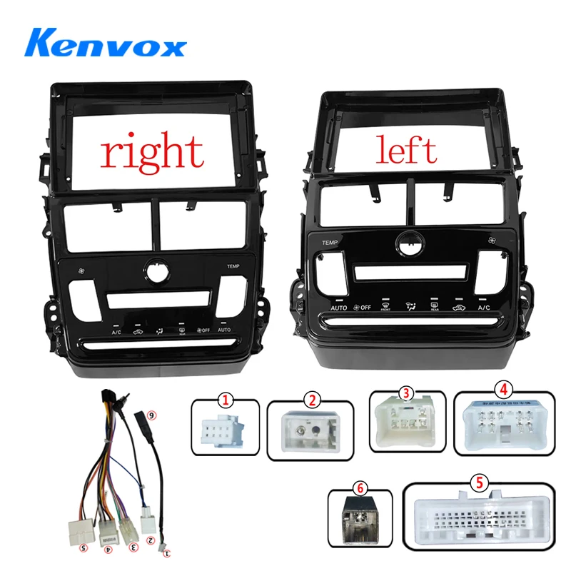 

9-дюймовая 16-контактная рамка для автомобильной магнитолы Android с кабелем-адаптером для установки на приборную панель для Toyota Vios Yaris AT 2017-2019