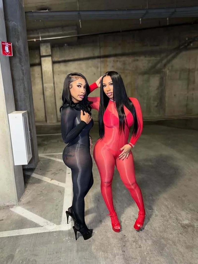 أنيق سيدة بقماش شفاف حللا 2025 الخريف المرأة طويلة الأكمام س الرقبة Bodycon مثير نادي الملابس الداخلية وزرة