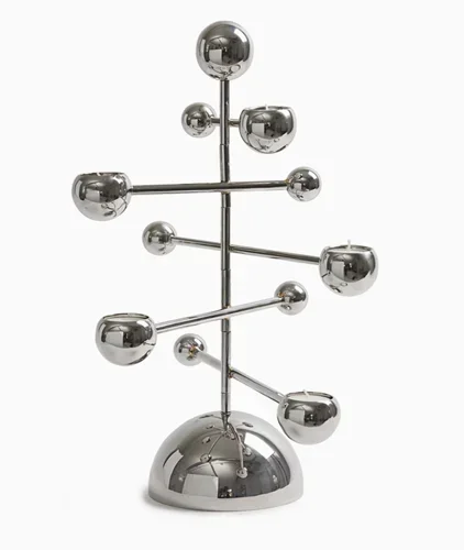 Nordic Design Planet Multi-Layer Candlestick Bright Silver Black Style