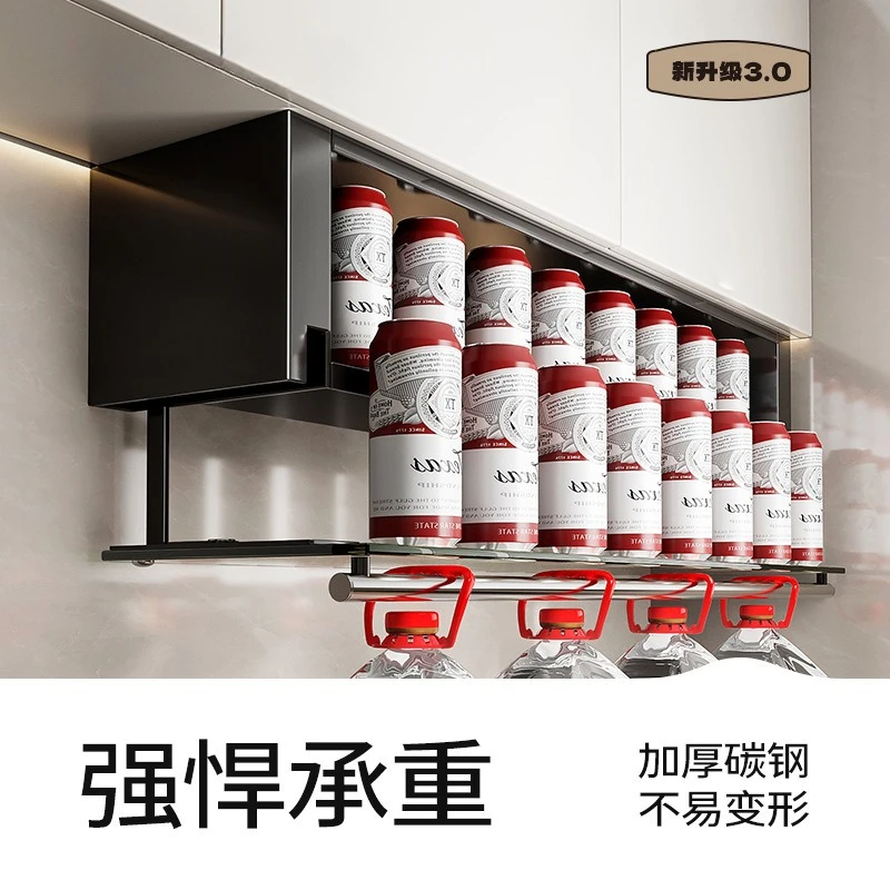 Kitchen seasoning rack, non-punching wall-mounted hanging cabinet, condiment box below wall storage cabinet, pull basket