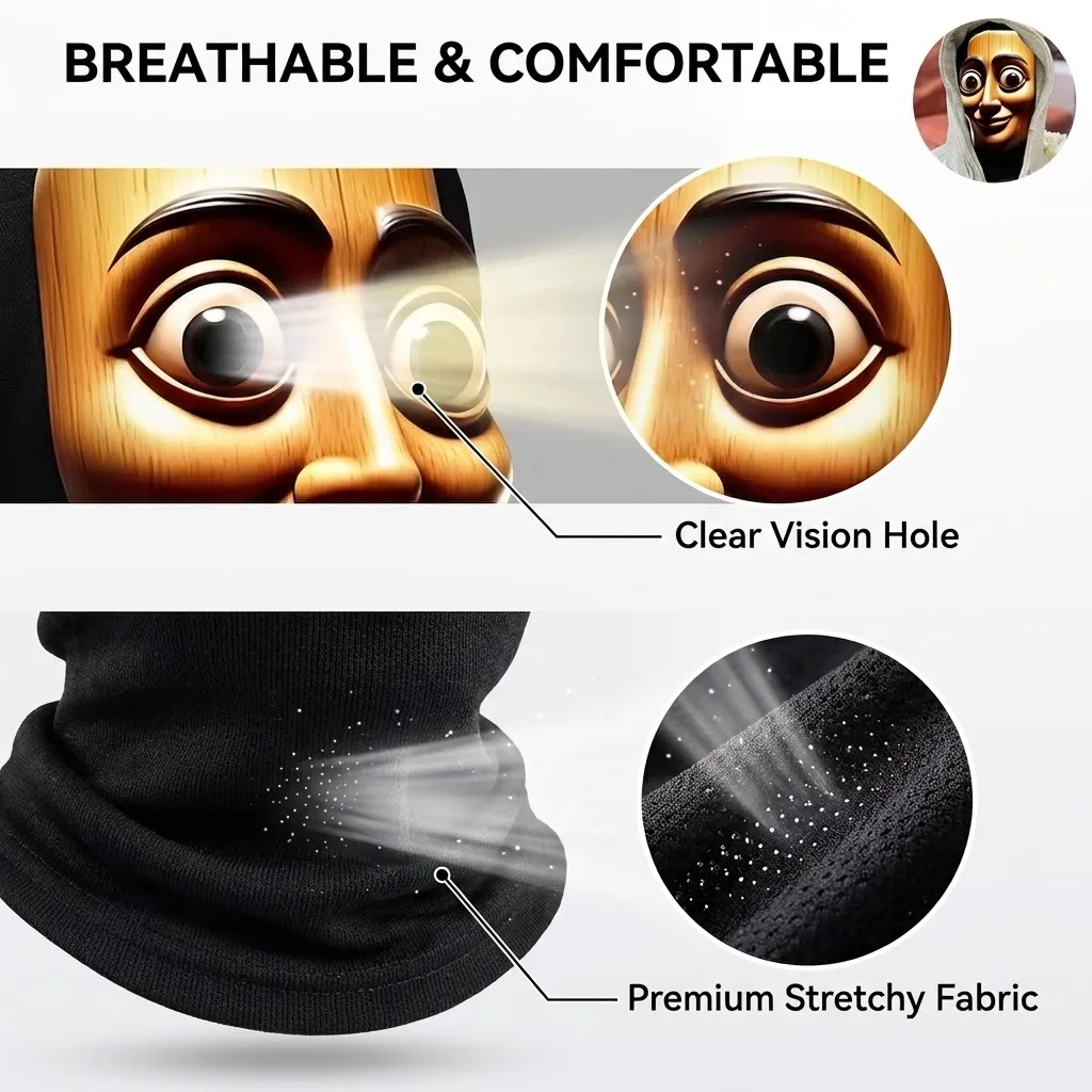 Funny Shanhaijing Monster Mask Wooden Stick Brother Headgear Halloween Cosplay Costume Party Prop Meme Full Head Face Mask Toy
