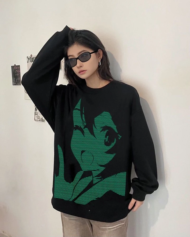 2024 Women Hip Hop Streetwear Harajuku Sweater Casual Japanese Style Anime Girl Knitted Cotton Pullover Sweaters Female Clothes