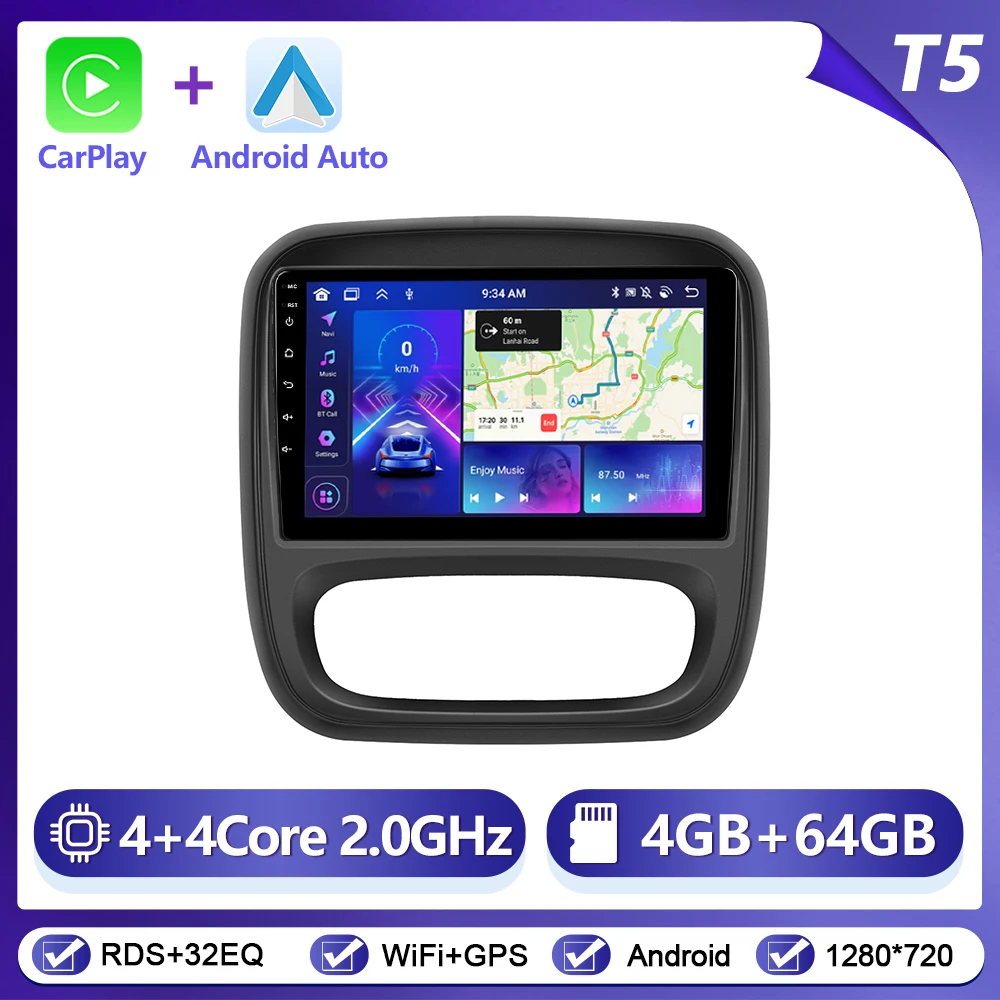 Podofo CarPlay Android Auto autoradio voor Renault TRAFIC/Opel VIVARO 2015 GPS Intelligent Systems Stereo Multimedia autoradio