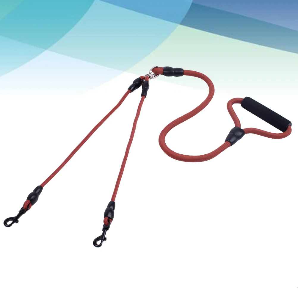 

Double Head Dog Leash Heavy Duty Nylon Metal Hook Pet Safety Rope Foam Handle For Walking Dogs Coffee Pet Supplies