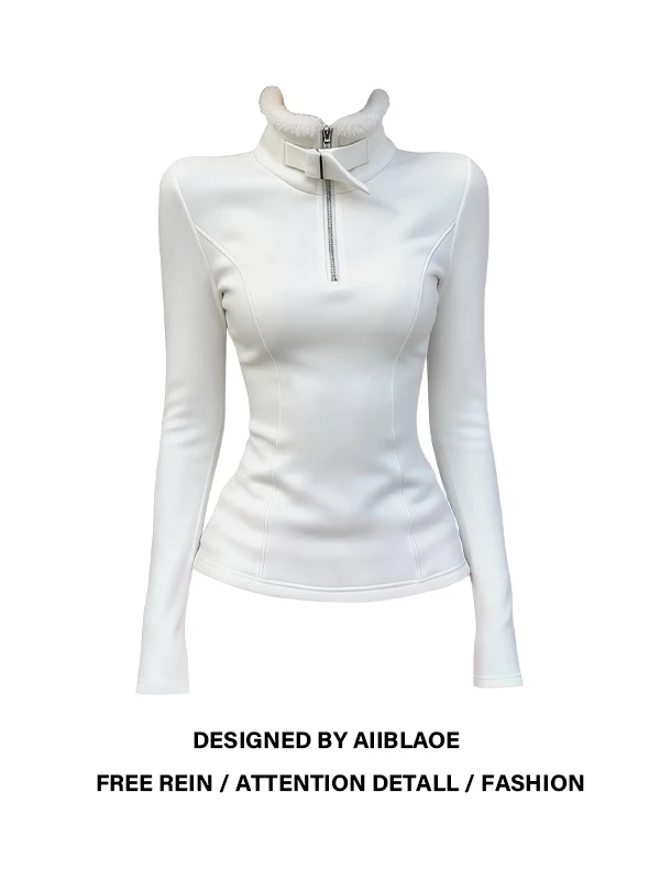 

Длинная футболка размера плюс, женская осенне-зимняя облегающая футболка с красивым воротником, повседневный модный универсальный топ