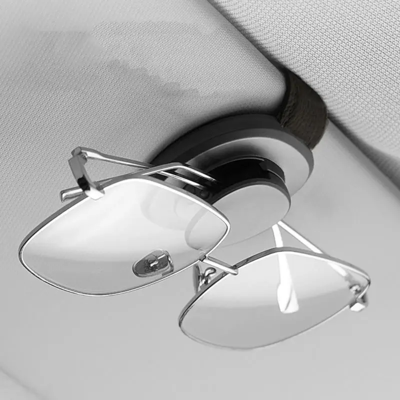 Car Auto Sun Visor Glasses Holder Universal Magnetic Eyeglasses Hanger PU leather Auto Storage Clip for Ticket Card Sunglass