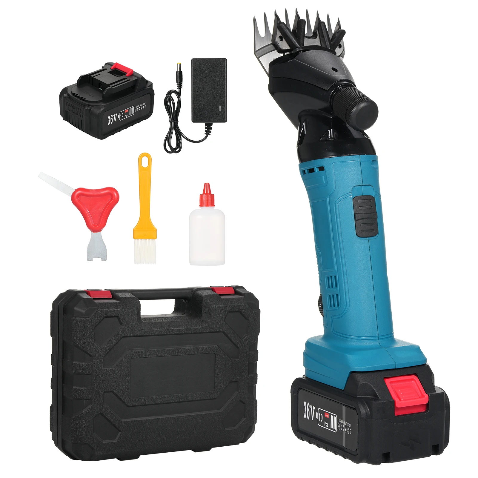 9-зубчатые 6-скоростные регулируемые литий-ионные ножницы для шерсти, набор электрических машин для бритья овец для стрижки животных, электрические ножницы для шерсти