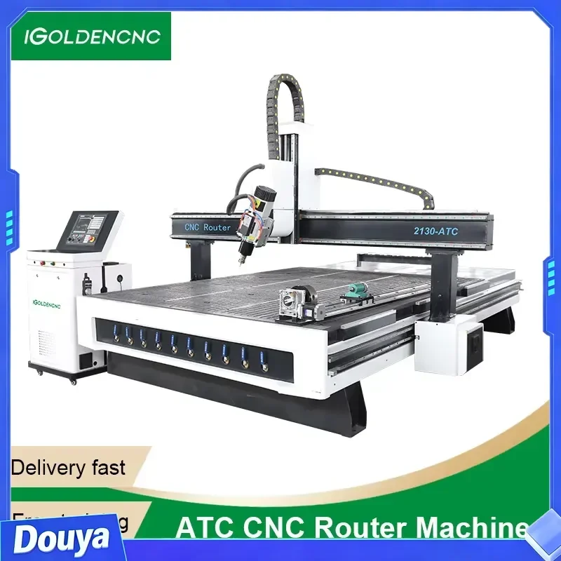 5 Axis CNC Wood Router Machine for MDF Plywood Solid Wood Furniture Cabinet Processing Automatic Tool Change System