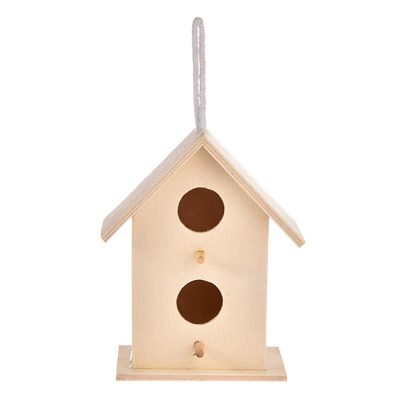 Wood Bird House Unfinished Birdhouse to Paint Wooden Hanging Sleeping Nest for Outdoor Wild Bird Garden Decoration Drop ship