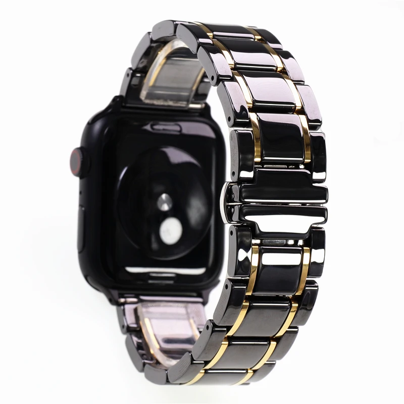 Apple Watch gładka elastyczna taśma ceramiczna 20mm 22mm dla 38mm 40mm 41mm 42mm 45mm 49mm zamienny pasek pasek do zegarka iWatch 3 2 1