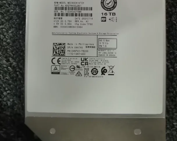 

Для серверного жесткого диска 04N7V0 MG08SCA16TEY 16TB SAS 12G