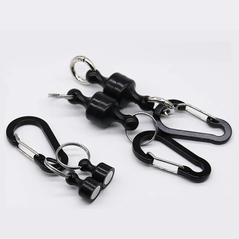 Portable Steel Fishing MRC Strong Magnetic Quick Release Clips Net Holder with Fishing Coil Lanyard Aluminum Carabiner 105x20mm