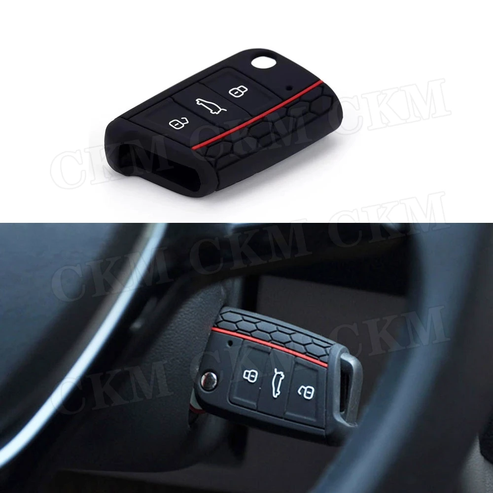 

Silicone Car Key Cover Case for Volkswagen VW Golf 7 MK7 Car Accessories Key Cases 3 Buttons Remote Control Protector Cover