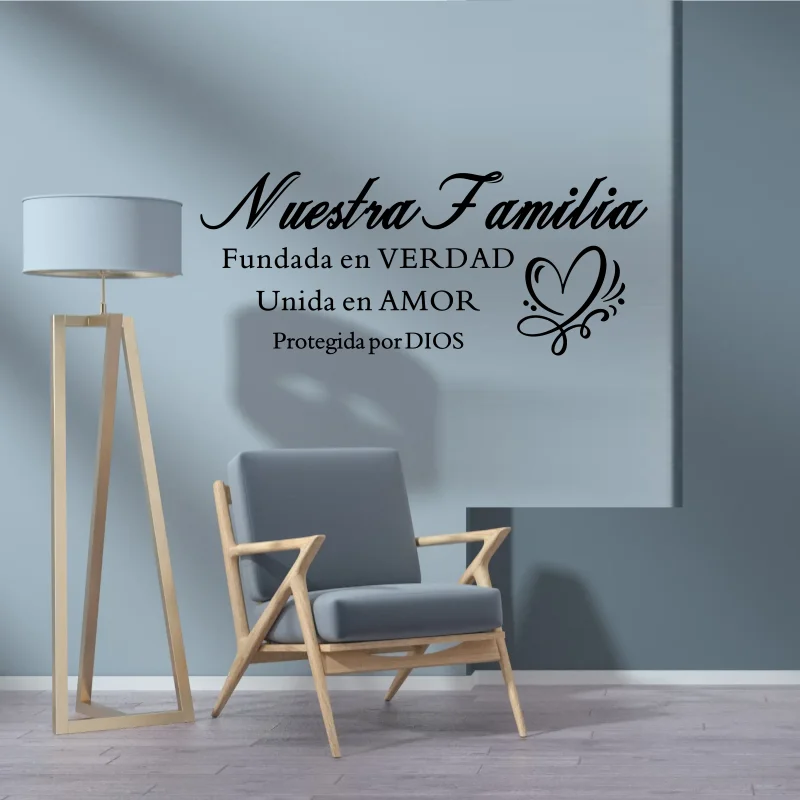 الإسبانية حقيقة عائلتنا الانضمام في الحب المحفوظة من قبل الله الكتاب المقدس الآية اسبانيا إقتباس الجدار ملصق لاصق لامع ورائع اسبانيا إقتباس غرفة نوم الفينيل # 429