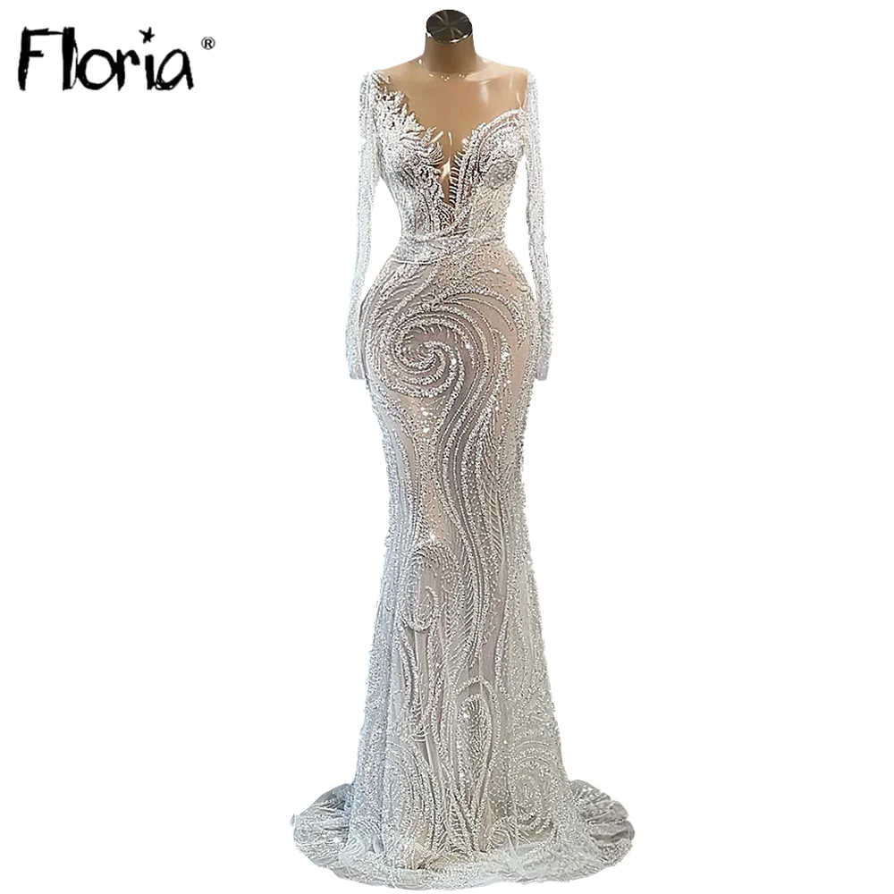 Vestido de fiesta de graduación largo transparente con cuello en V profundo, elegante, para boda, Aso, Ebi, 2022