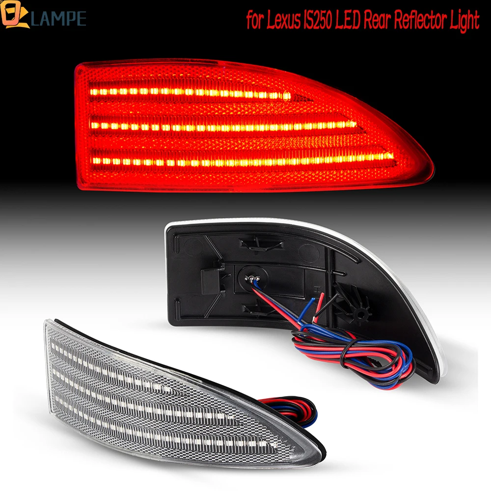 2PCS RED for Lexus IS250 IS350 2005-2013 Rear Bumper Reflector ABS Rear Reflector Light