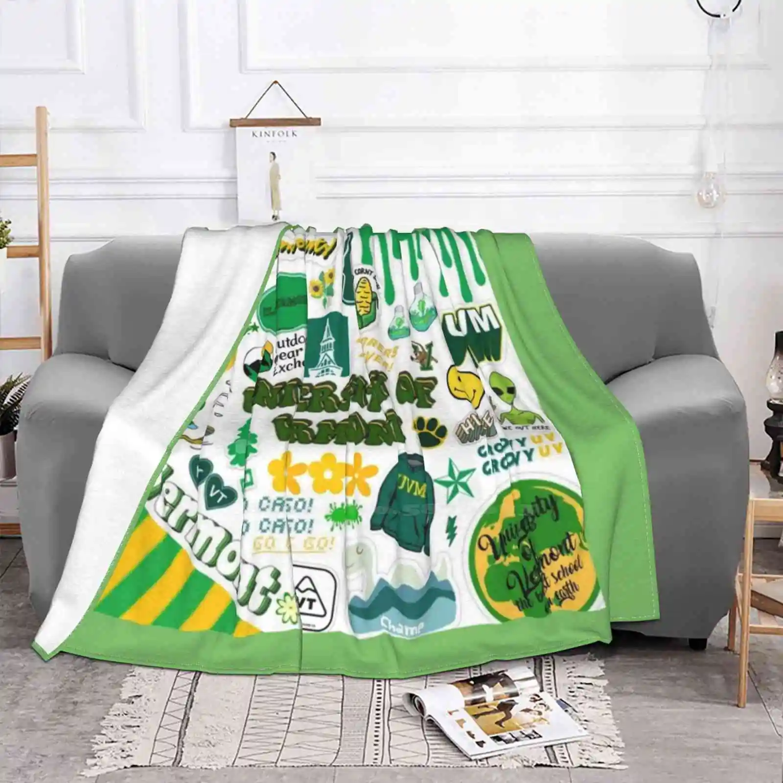 Uvm Collage Best Selling Room Household Flannel Blanket Uvm Vermont Burlington