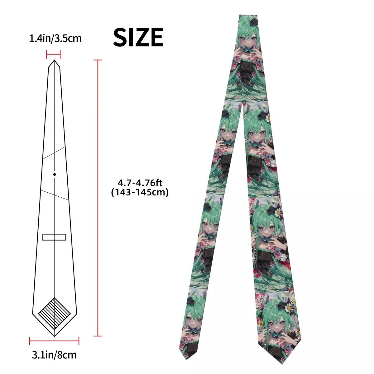 ربطة عنق جميلة مخصصة H-Hatsuned M-Mikus للرجال ربطات عنق مكتب الحرير الكرتونية