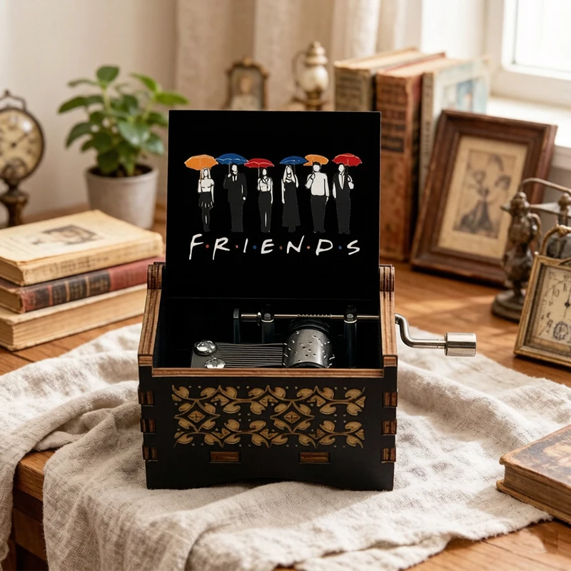 Popular Sitcom Friends Music Box I'll Be There for You Song Wooden Musical Family Birthday Gifts New Year Festival Decor
