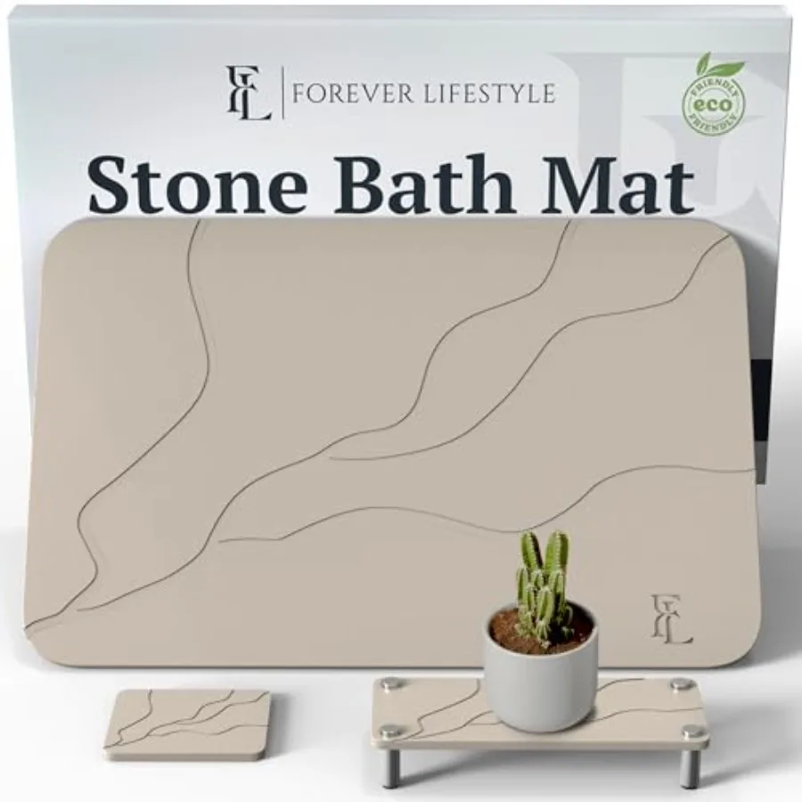 

Diatomaceous Earth Bath Mat for Bathroom 24 x 15 Inch Ultra Absorbent Bath Mat Fast Dry Stone Drying Mat Non Slip Modern and St